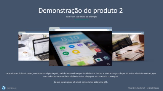 Apresentação de sua empresa: slide de demonstração do produto